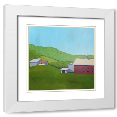 Primary Barns VI White Modern Wood Framed Art Print with Double Matting by Young, Carol
