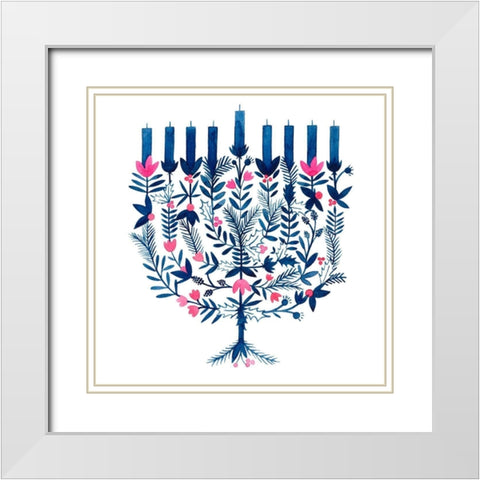 Boho Hanukkah I White Modern Wood Framed Art Print with Double Matting by Popp, Grace