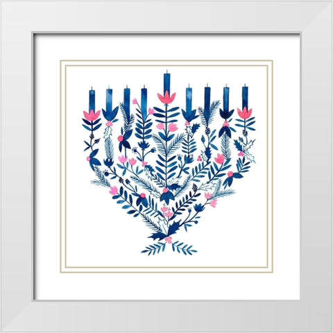 Boho Hanukkah II White Modern Wood Framed Art Print with Double Matting by Popp, Grace