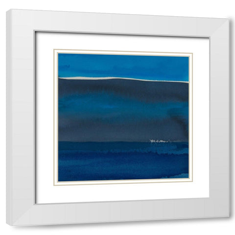 Sapphire Horizon II White Modern Wood Framed Art Print with Double Matting by Delamater, Rob