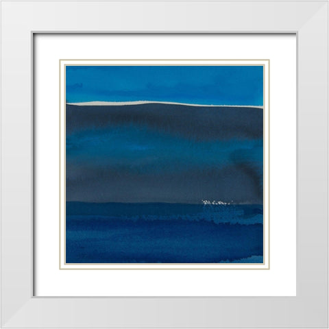 Sapphire Horizon II White Modern Wood Framed Art Print with Double Matting by Delamater, Rob
