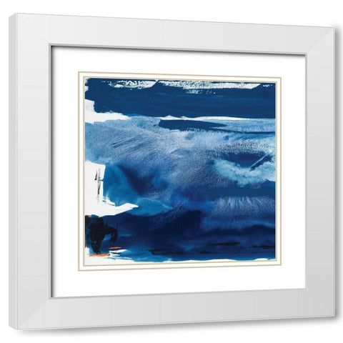 Custom Blue Amore III White Modern Wood Framed Art Print with Double Matting by Jasper, Sisa