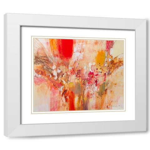 Red, White and Gold V White Modern Wood Framed Art Print with Double Matting by Gardner, Jennifer