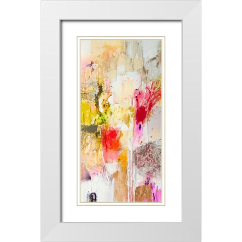 Vertical Reds I White Modern Wood Framed Art Print with Double Matting by Gardner, Jennifer