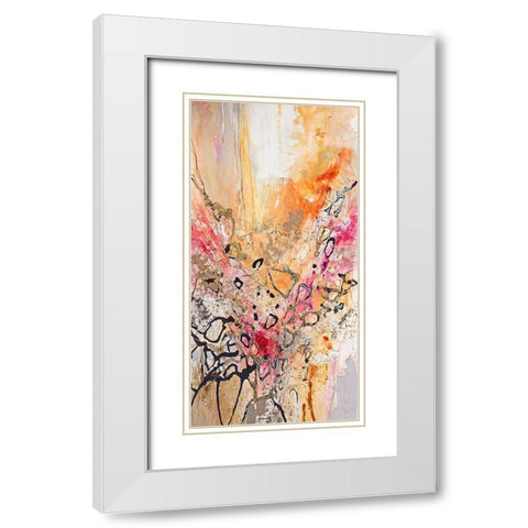 Vertical Reds IV White Modern Wood Framed Art Print with Double Matting by Gardner, Jennifer