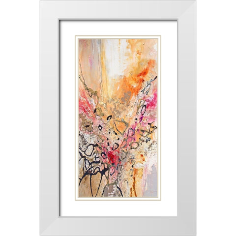 Vertical Reds IV White Modern Wood Framed Art Print with Double Matting by Gardner, Jennifer
