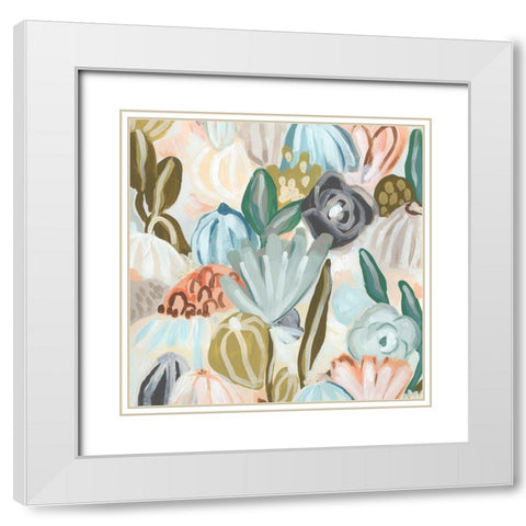 Parasol Garden II White Modern Wood Framed Art Print with Double Matting by Vess, June Erica