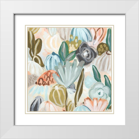 Parasol Garden II White Modern Wood Framed Art Print with Double Matting by Vess, June Erica