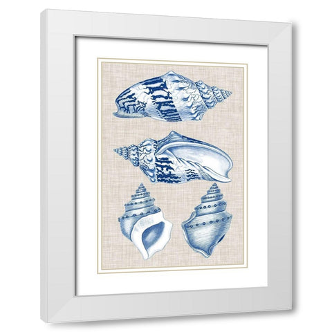 Navy and Linen Shells II White Modern Wood Framed Art Print with Double Matting by Vision Studio