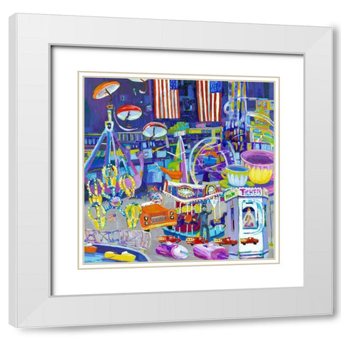 Funlands I White Modern Wood Framed Art Print with Double Matting by Grim, Tara Funk