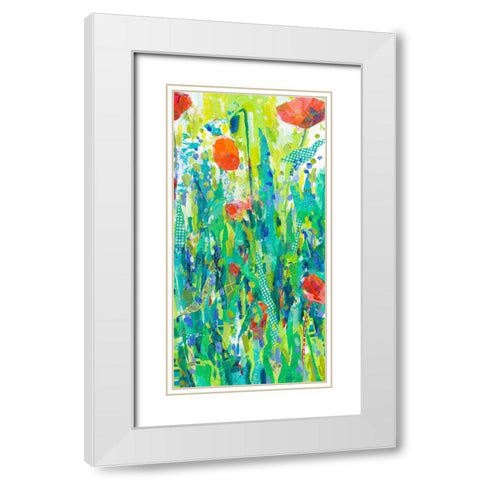 Stately Red Poppies II White Modern Wood Framed Art Print with Double Matting by Grim, Tara Funk