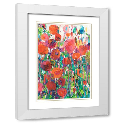 Vivid Poppy Collage II White Modern Wood Framed Art Print with Double Matting by Grim, Tara Funk
