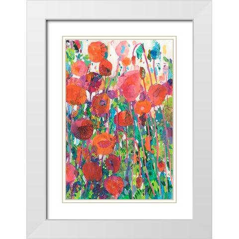 Vivid Poppy Collage II White Modern Wood Framed Art Print with Double Matting by Grim, Tara Funk