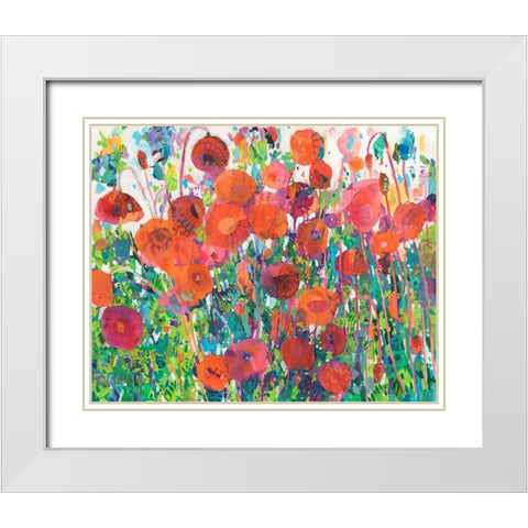 Vivid Poppy Collage III White Modern Wood Framed Art Print with Double Matting by Grim, Tara Funk