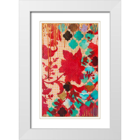 Red and Teal Gilded Age I White Modern Wood Framed Art Print with Double Matting by Robinson, Heather