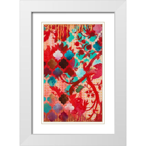 Red and Teal Gilded Age II White Modern Wood Framed Art Print with Double Matting by Robinson, Heather