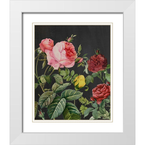 Redoutes Bouquet I White Modern Wood Framed Art Print with Double Matting by Redoute, Pierre