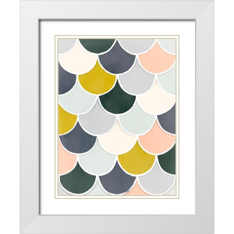 Pastel Scallops I White Modern Wood Framed Art Print with Double Matting by Borges, Victoria
