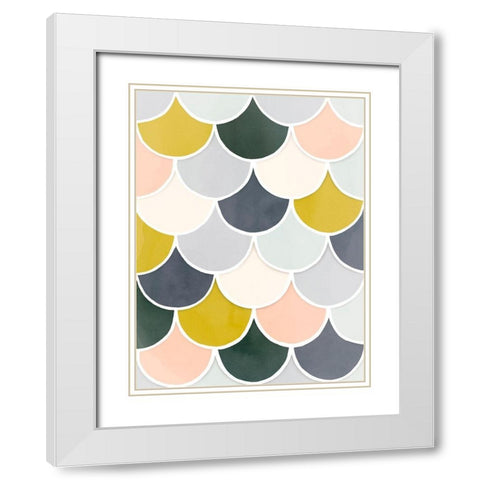 Pastel Scallops II White Modern Wood Framed Art Print with Double Matting by Borges, Victoria
