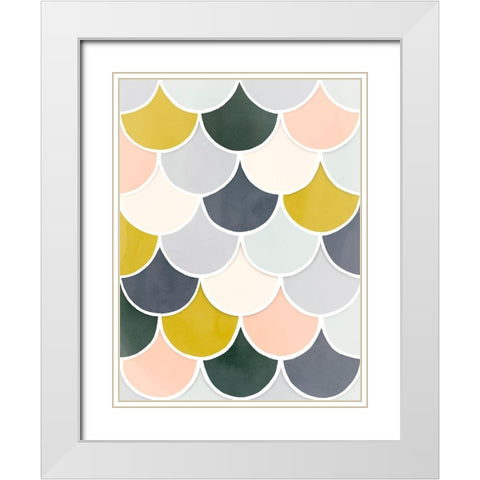 Pastel Scallops II White Modern Wood Framed Art Print with Double Matting by Borges, Victoria