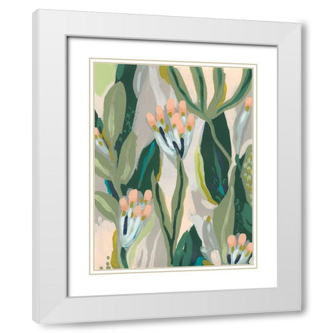 Floral Impulse II White Modern Wood Framed Art Print with Double Matting by Vess, June Erica
