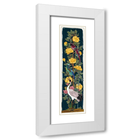 Chinese Peonies III White Modern Wood Framed Art Print with Double Matting by Wang, Melissa