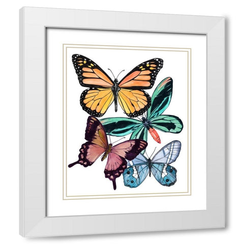 Butterfly Swatches I White Modern Wood Framed Art Print with Double Matting by Wang, Melissa