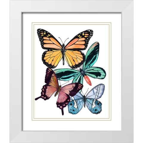 Butterfly Swatches I White Modern Wood Framed Art Print with Double Matting by Wang, Melissa
