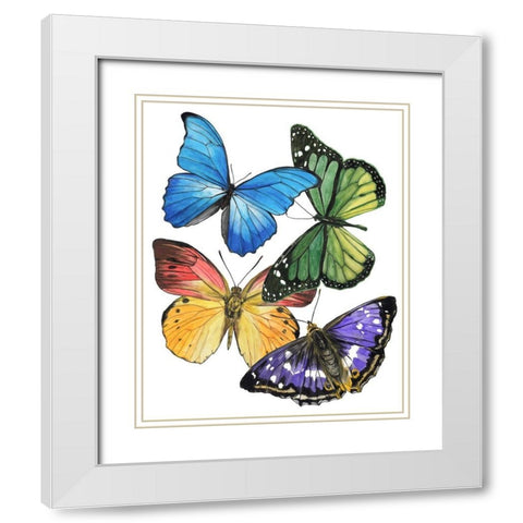 Butterfly Swatches II White Modern Wood Framed Art Print with Double Matting by Wang, Melissa