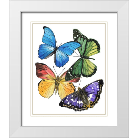 Butterfly Swatches II White Modern Wood Framed Art Print with Double Matting by Wang, Melissa