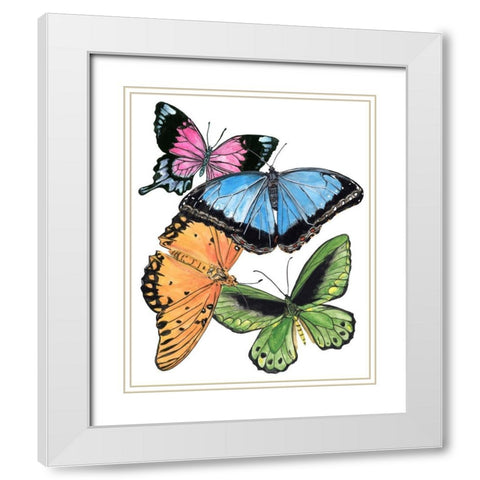 Butterfly Swatches III White Modern Wood Framed Art Print with Double Matting by Wang, Melissa