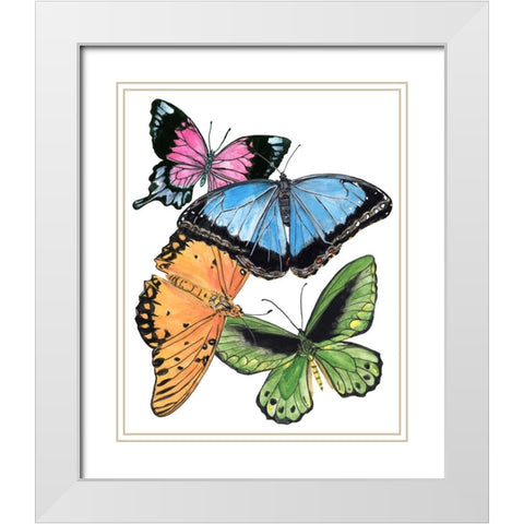 Butterfly Swatches III White Modern Wood Framed Art Print with Double Matting by Wang, Melissa
