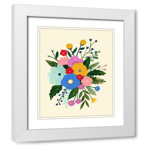 Primary Blooms I White Modern Wood Framed Art Print with Double Matting by Borges, Victoria
