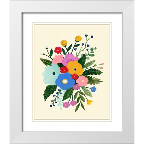Primary Blooms I White Modern Wood Framed Art Print with Double Matting by Borges, Victoria