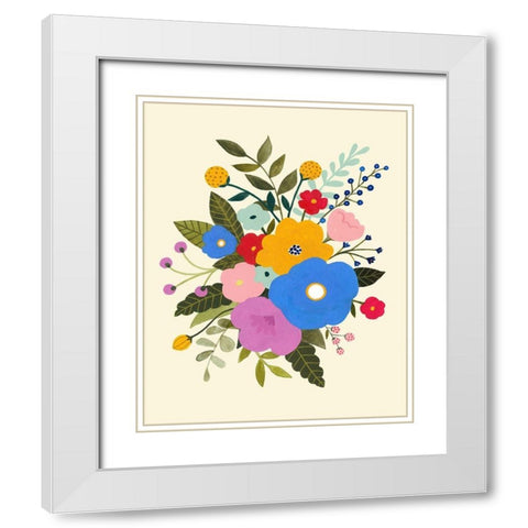 Primary Blooms II White Modern Wood Framed Art Print with Double Matting by Borges, Victoria