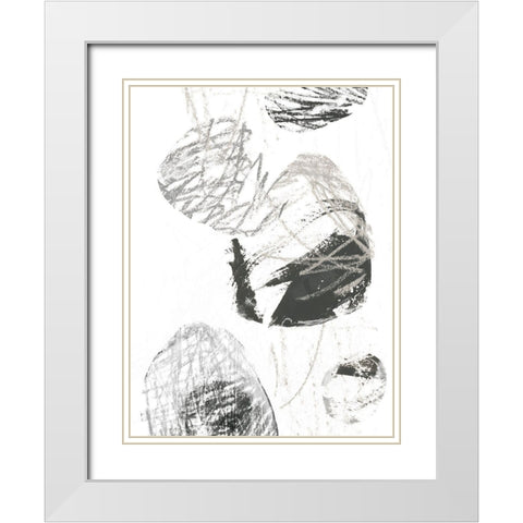 Scribble Stones I White Modern Wood Framed Art Print with Double Matting by Vess, June Erica