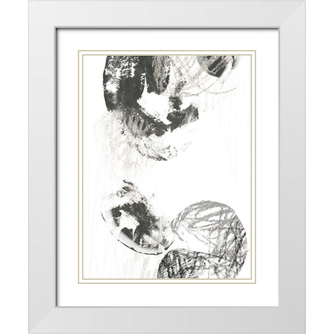 Scribble Stones III White Modern Wood Framed Art Print with Double Matting by Vess, June Erica