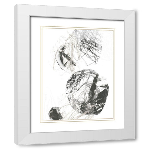 Scribble Stones IV White Modern Wood Framed Art Print with Double Matting by Vess, June Erica