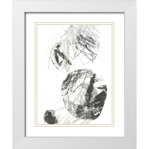 Scribble Stones IV White Modern Wood Framed Art Print with Double Matting by Vess, June Erica