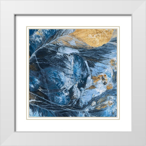 Gilded Indigo IV White Modern Wood Framed Art Print with Double Matting by Fagalde, Jarman