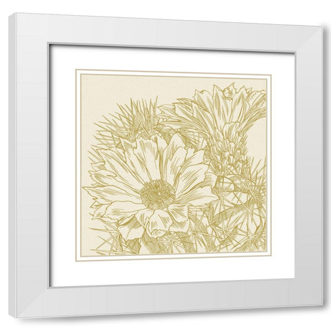 Graphic Cactus Bloom I White Modern Wood Framed Art Print with Double Matting by Wang, Melissa