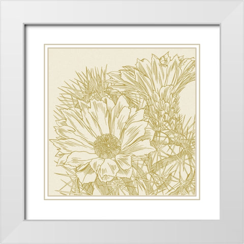 Graphic Cactus Bloom I White Modern Wood Framed Art Print with Double Matting by Wang, Melissa