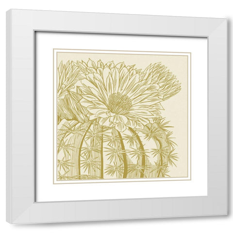 Graphic Cactus Bloom II White Modern Wood Framed Art Print with Double Matting by Wang, Melissa