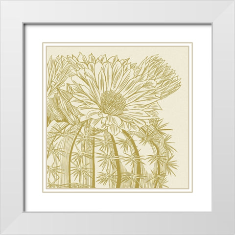 Graphic Cactus Bloom II White Modern Wood Framed Art Print with Double Matting by Wang, Melissa