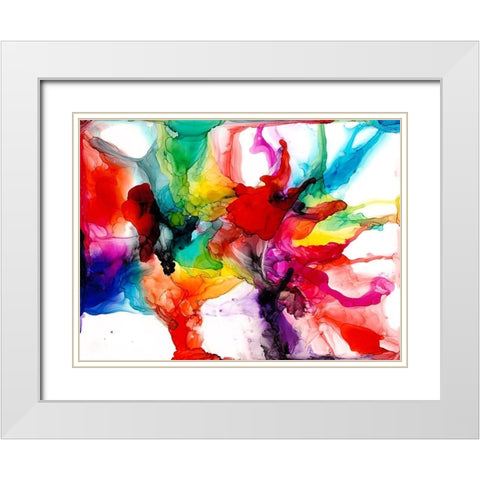 Jeweltone Prism II White Modern Wood Framed Art Print with Double Matting by Goldberger, Jennifer