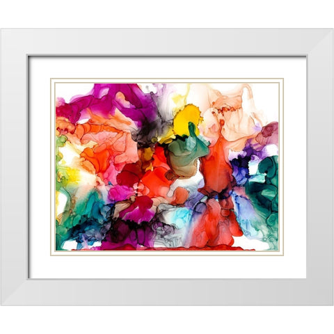 Jeweltone Prism III White Modern Wood Framed Art Print with Double Matting by Goldberger, Jennifer