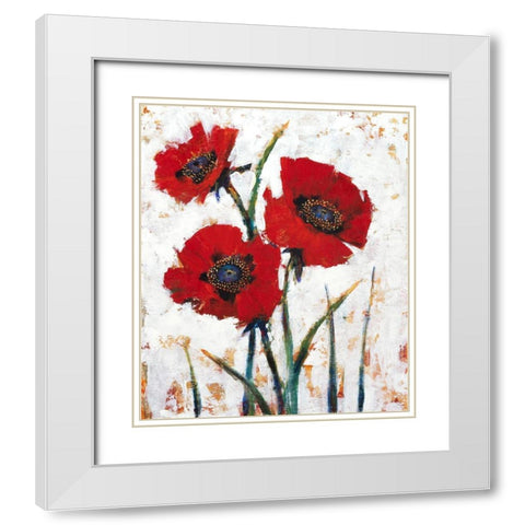 Red Poppy Fresco I White Modern Wood Framed Art Print with Double Matting by OToole, Tim