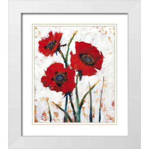 Red Poppy Fresco I White Modern Wood Framed Art Print with Double Matting by OToole, Tim