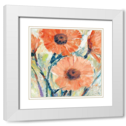 Flowers in Bloom II White Modern Wood Framed Art Print with Double Matting by OToole, Tim