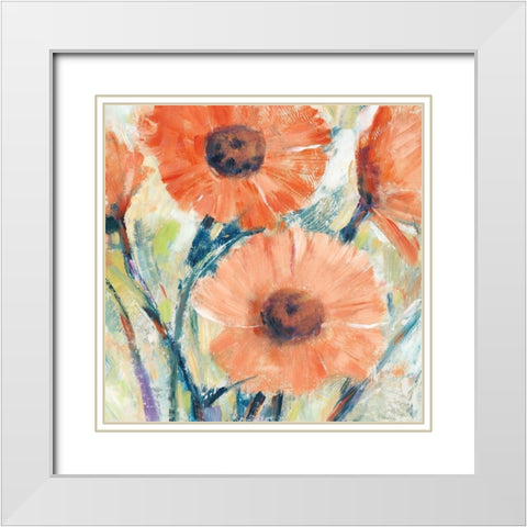 Flowers in Bloom II White Modern Wood Framed Art Print with Double Matting by OToole, Tim